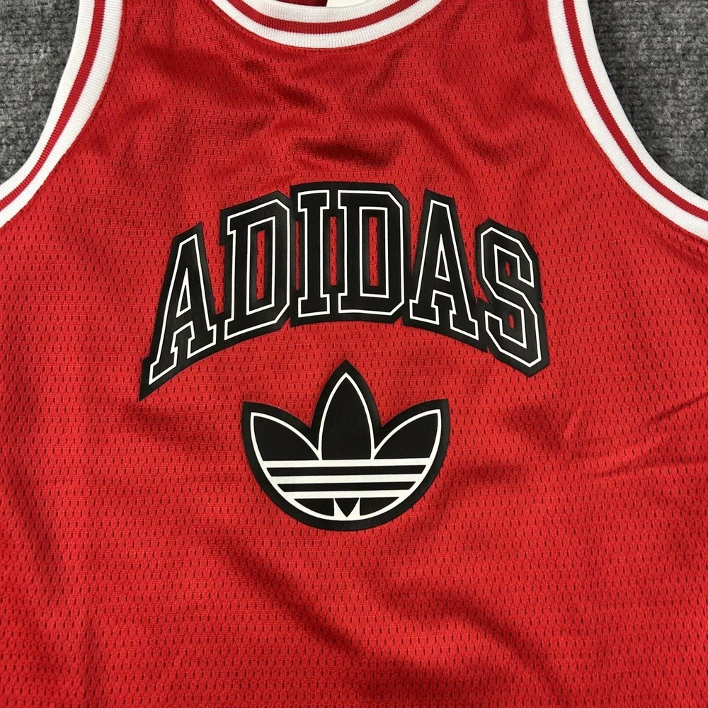 Adidas Tank Jersey‎ Boys Large Red Originals Trefoil Logo Mesh Basketball Top